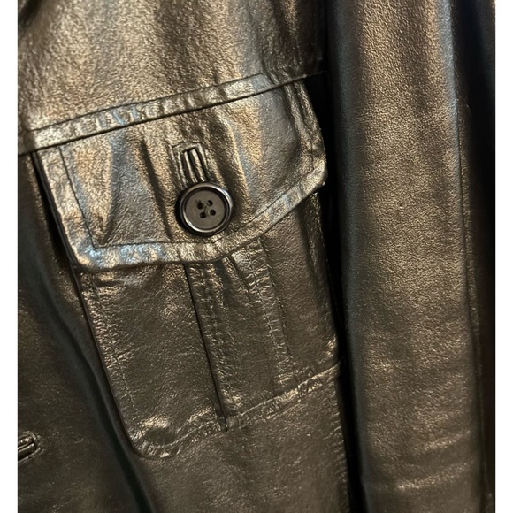 Men's leather Y2K  blazer jacket classic quilt lining notch lapels pockets-LG - Picture 6 of 10